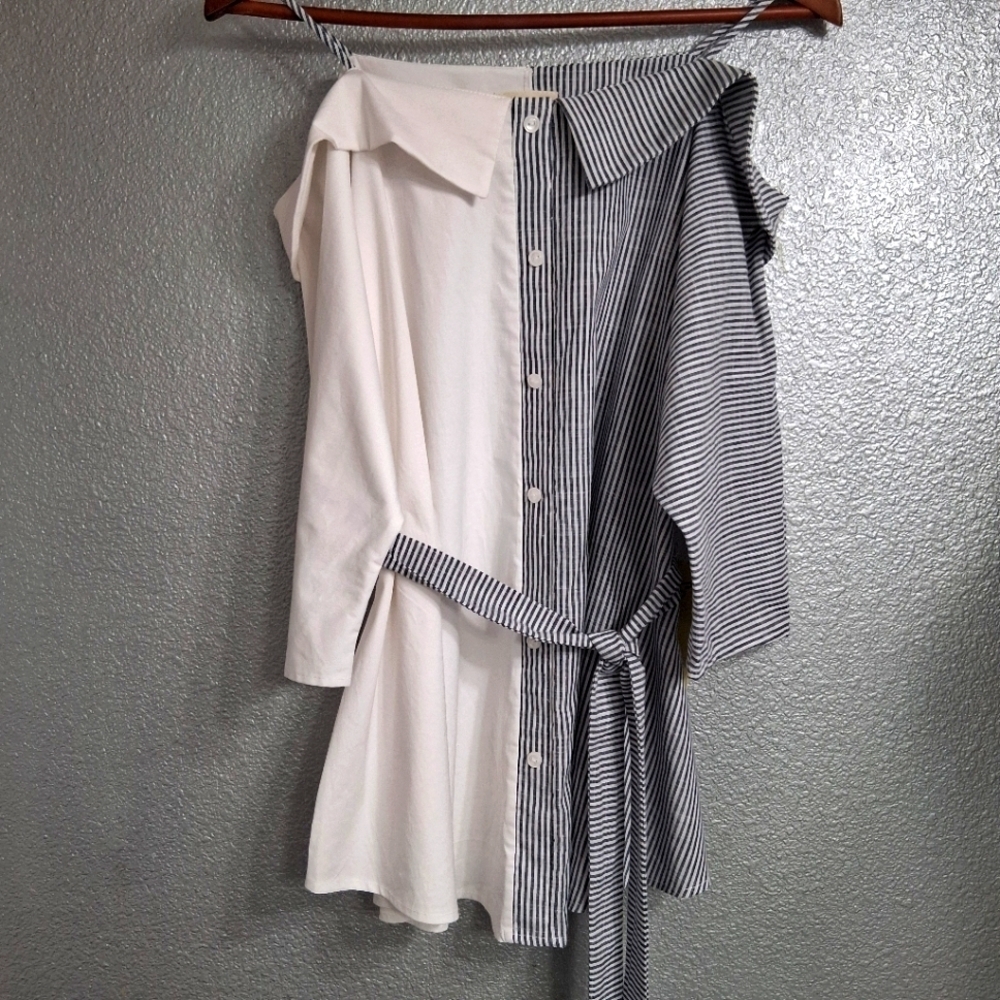 NWT Per Seption Concept Off The Shoulder Belted Blouse